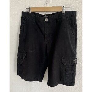 Marc Echo Cut & See Mens Cargo Shorts Sz 32 Black Cotton Casual Utility Y2K